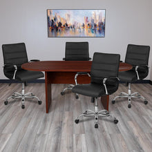 Load image into Gallery viewer, 5 Piece Mahogany Conference Table Set with 4 Black and Chrome Executive Chairs

