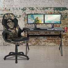 Load image into Gallery viewer, Black Gaming Desk and Camouflage/Black Racing Chair Set
