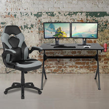 Load image into Gallery viewer, Black Gaming Desk and Gray/Black Racing Chair Set
