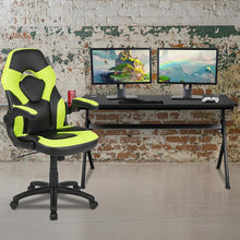 Load image into Gallery viewer, Gaming Desk and Green/Black Racing Chair Set
