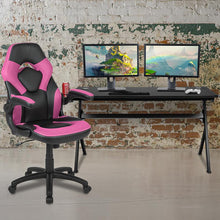Load image into Gallery viewer, Gaming Desk and Pink/Black Racing Chair Set

