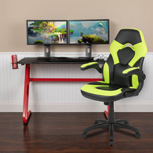 Load image into Gallery viewer, Red Gaming Desk and Green/Black Racing Chair Set
