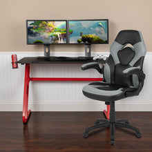 Load image into Gallery viewer, Red Gaming Desk and Gray/Black Racing Chair Set
