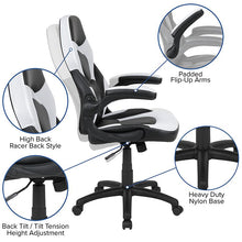 Load image into Gallery viewer, Red Gaming Desk and White/Black Racing Chair Set

