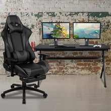 Load image into Gallery viewer, Gaming Desk and Gray Footrest Reclining Gaming Chair Set
