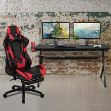 Load image into Gallery viewer, Gaming Desk and Red Footrest Reclining Gaming Chair Set
