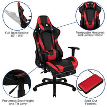 Load image into Gallery viewer, Red Gaming Desk and Red/Black Footrest Reclining Gaming Chair Set
