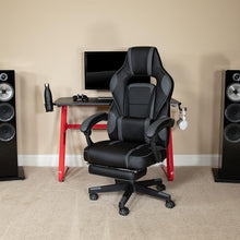 Load image into Gallery viewer, Red Gaming Desk/Headphone Hook &amp; Black Reclining Back/Arms Gaming Chair

