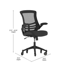 Load image into Gallery viewer, Mid-Back Black Mesh Swivel Task Office Chair with Flip-Up Arms and Roller Wheels
