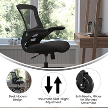Load image into Gallery viewer, Mid-Back Black Mesh Swivel Task Office Chair with Flip-Up Arms and Roller Wheels
