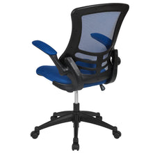 Load image into Gallery viewer, Mid-Back Blue Mesh Swivel Ergonomic Task Office Chair with Flip-Up Arms
