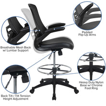 Load image into Gallery viewer, Mid-Back Black Mesh Ergonomic Drafting Chair with LeatherSoft Seat
