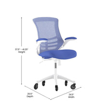 Load image into Gallery viewer, Mid-Back Blue Mesh Swivel Task Office Chair with White Frame
