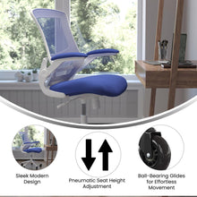 Load image into Gallery viewer, Mid-Back Blue Mesh Swivel Task Office Chair with White Frame
