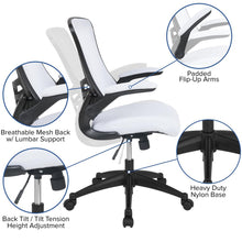 Load image into Gallery viewer, Mid-Back White Mesh Swivel Ergonomic Task Office Chair with Flip-Up Arms
