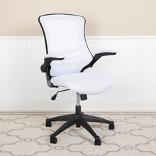 Load image into Gallery viewer, Mid-Back White Mesh Swivel Ergonomic Task Office Chair with Flip-Up Arms
