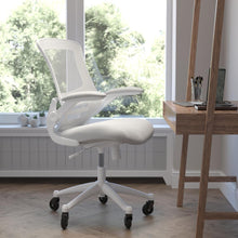 Load image into Gallery viewer, Mid-Back Light Gray Mesh Swivel Task Office Chair with White Frame
