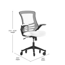 Load image into Gallery viewer, Mid-Back White Mesh Swivel Task Office Chair with Flip-Up Arms and Roller Wheels
