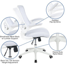 Load image into Gallery viewer, Mid-Back White Mesh Swivel Ergonomic Task Office Chair
