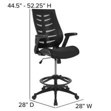 Load image into Gallery viewer, High Back Black Mesh Spine-Back Drafting Chair
