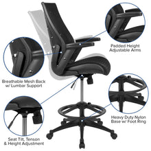 Load image into Gallery viewer, High Back Black Mesh Spine-Back Drafting Chair
