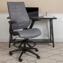 Load image into Gallery viewer, High Back Dark Gray Mesh Spine-Back Drafting Chair
