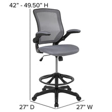 Load image into Gallery viewer, Mid-Back Dark Gray Mesh Drafting Chair with Adjustable Foot Ring
