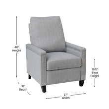 Load image into Gallery viewer, Push Back Recliner Chair - Pillow Back Recliner - Light Gray Fabric Upholstery
