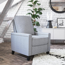 Load image into Gallery viewer, Push Back Recliner Chair - Pillow Back Recliner - Light Gray Fabric Upholstery
