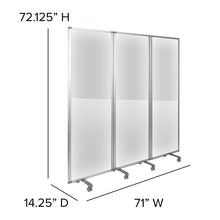 Load image into Gallery viewer, Acrylic Mobile Partition with Lockable Casters, 72"H x 24"L
