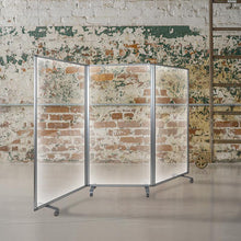 Load image into Gallery viewer, Acrylic Mobile Partition with Lockable Casters, 72"H x 36"L
