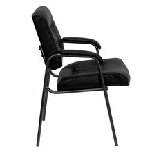 Load image into Gallery viewer, Black Executive Side Reception Chair with Titanium Gray Powder Coated Frame
