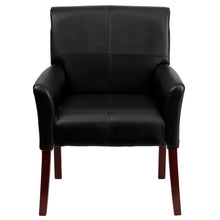 Load image into Gallery viewer, Black LeatherSoft Executive Side Reception Chair with Mahogany Legs
