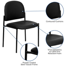 Load image into Gallery viewer, Comfort Black Vinyl Stackable Steel Side Reception Chair

