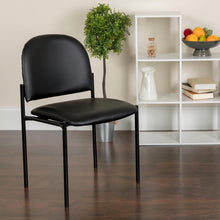 Load image into Gallery viewer, Comfort Black Vinyl Stackable Steel Side Reception Chair

