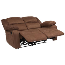 Load image into Gallery viewer, Chocolate Brown Microfiber Loveseat with Two Built-In Recliners
