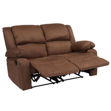 Load image into Gallery viewer, Chocolate Brown Microfiber Loveseat with Two Built-In Recliners
