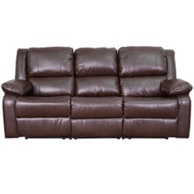 Load image into Gallery viewer, Brown LeatherSoft Sofa with Two Built-In Recliners
