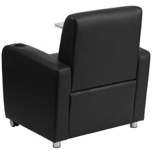 Load image into Gallery viewer, Black Guest Chair with Tablet Arm, Front Wheel Casters and Cup Holder
