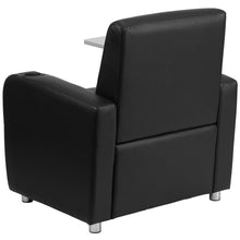 Load image into Gallery viewer, Black LeatherSoft Guest Chair with Tablet Arm, Chrome Legs and Cup Holder
