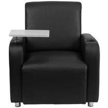 Load image into Gallery viewer, Black LeatherSoft Guest Chair with Tablet Arm, Chrome Legs and Cup Holder
