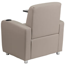 Load image into Gallery viewer, Gray LeatherSoft Guest Chair with Tablet Arm, Chrome Legs and Cup Holder
