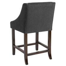 Load image into Gallery viewer, 24" High Walnut Counter Height Stool with Accent Nail Trim in Charcoal Fabric
