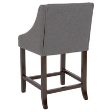 Load image into Gallery viewer, 24" High Walnut Counter Height Stool with Accent Nail Trim in Dark Gray Fabric

