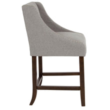Load image into Gallery viewer, 24" High Walnut Counter Height Stool with Accent Nail Trim in Light Gray Fabric
