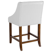 Load image into Gallery viewer, 24" High Walnut Counter Height Stool with Nail Trim in White LeatherSoft
