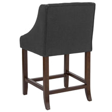 Load image into Gallery viewer, 24" High Tufted Walnut Counter Height Stool in Charcoal Fabric
