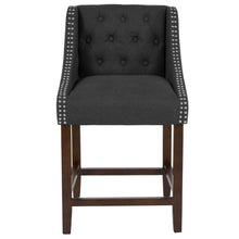 Load image into Gallery viewer, 24" High Tufted Walnut Counter Height Stool in Charcoal Fabric
