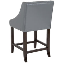 Load image into Gallery viewer, 24" High Tufted Walnut Counter Height Stool in Light Gray LeatherSoft
