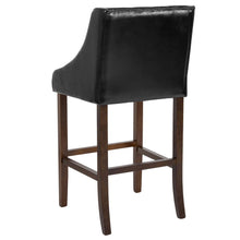 Load image into Gallery viewer, 30" High Tufted Walnut Barstool with Accent Nail Trim in Black LeatherSoft

